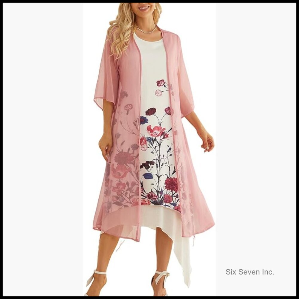 Linen 2 Piece Dress Set with Jacket Sleeveless Maxi Formal Casual